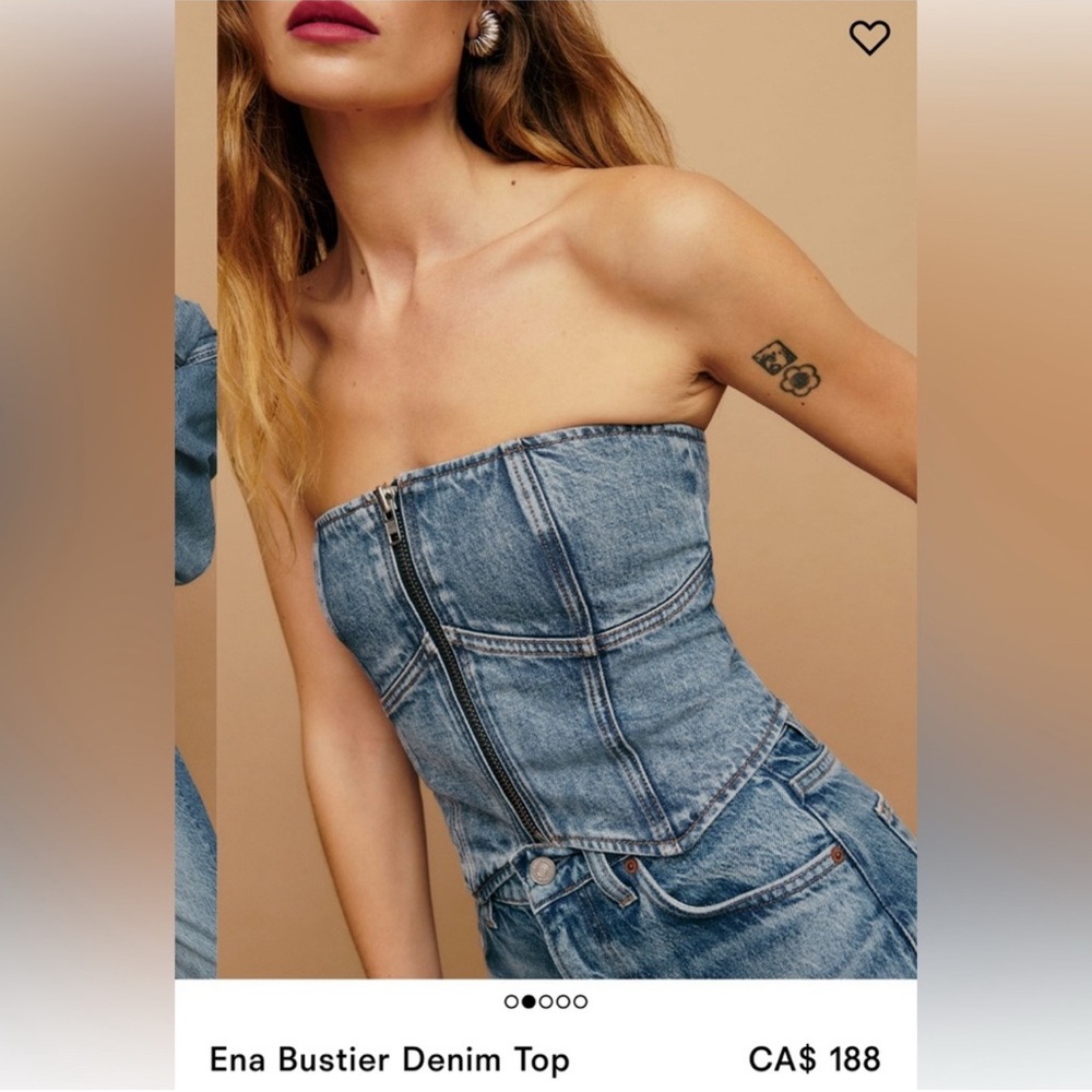 Denim Bustier Top with Zipper